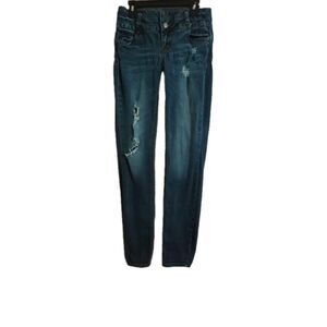 Refuge Jean Women's Size 0 Blue Denim Distressed 5-Pockets Skinny Straight
